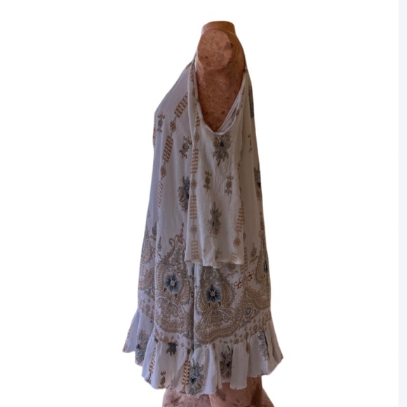 Cotton Peasant Sundress with Strap & Off-the-Shoulder 3/4 Sleeve Length - Picture 7 of 10